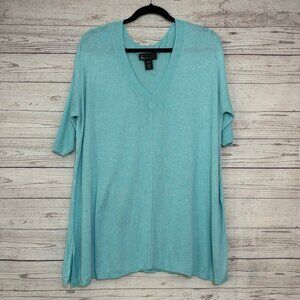 Lane Bryant Aqua Half Sleeve Knit Top‎ 14/16